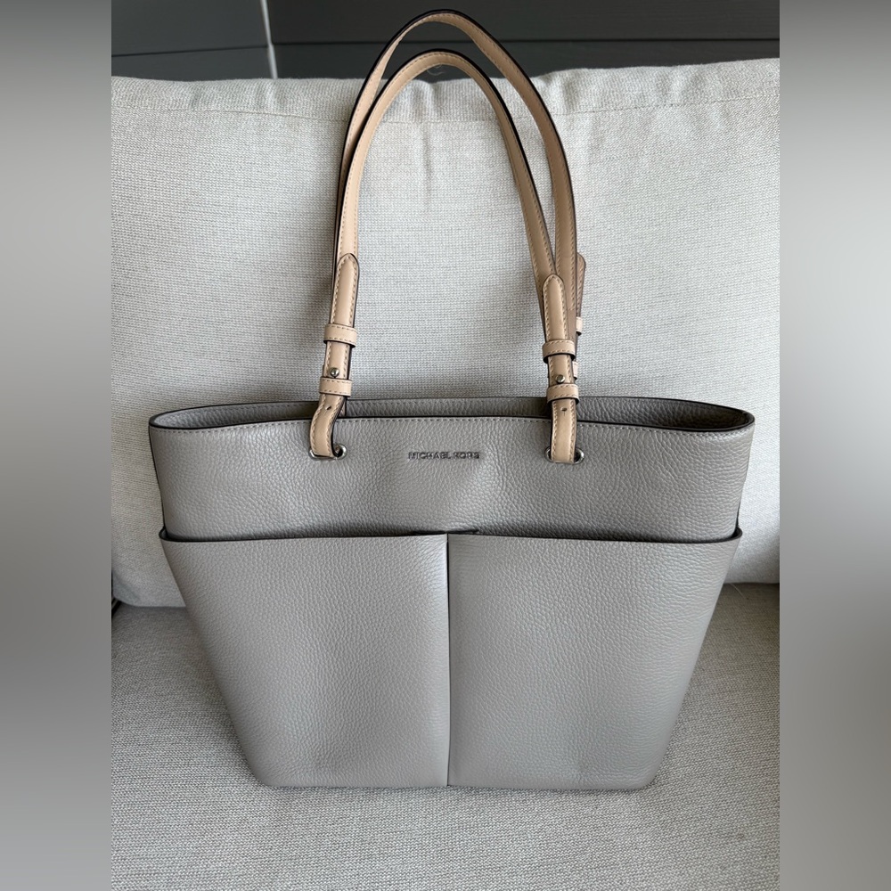 Michael Kors Gray Leather Tote Bag